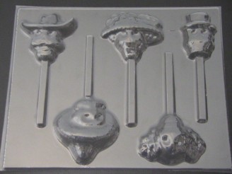 3530 Sugar Skulls Day of the Dead Chocolate or Hard Candy Lollipop Mold